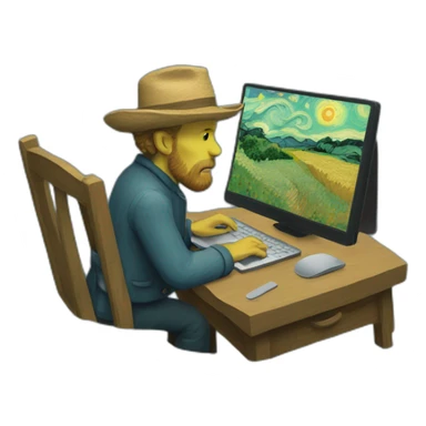 van gogh working on a macbook sticker