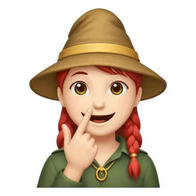 mystic forest character finger under chin teasing smile sticker