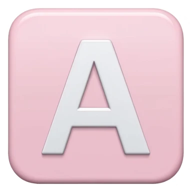 White letter A in a light pink sqaure sticker