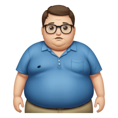 Hombre nerd obeso mórbido con la barriga saliendo de la camisa sticker