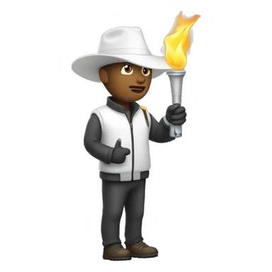 Person with pointy white hat and a torch in hand sticker