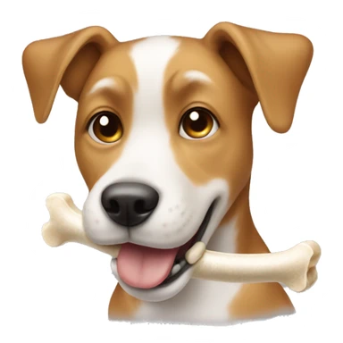dog with bone in mouth sticker