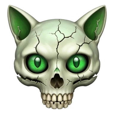 Zombie cat skull with green eyes sticker