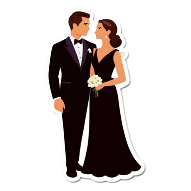 couple in formal attire outdoors sticker