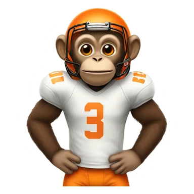 Monkey with an orange football jersey sticker