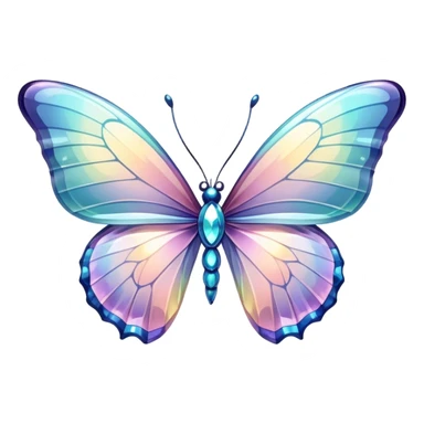 Sparkly glossy Pastel iridescent glass crystal butterfly sticker