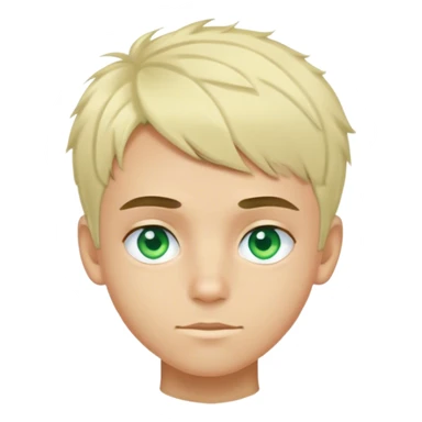 A thin Brazilian boy with light hair and bright green-blue eyes, a short tousled haircut, light eyebrows, and fair skin sticker