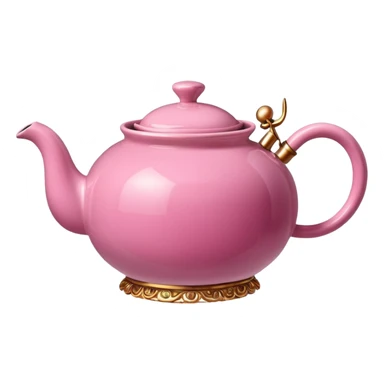 Pink steaming and boiling  tea pot with smoke sticker