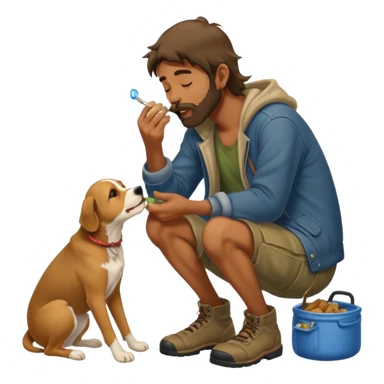 a homeless man licking dogs feet sticker