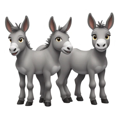 A  trio of grey mini Donkeys standing side by side full body sticker