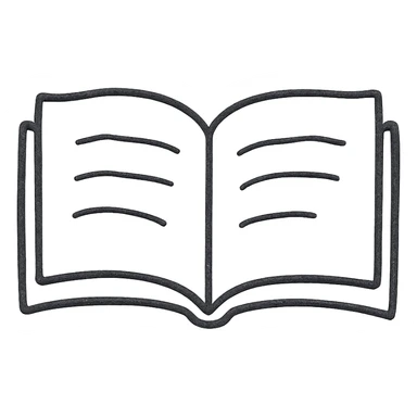 Make the icon an open book, keep the hand drawn black outline style, with no background. sticker