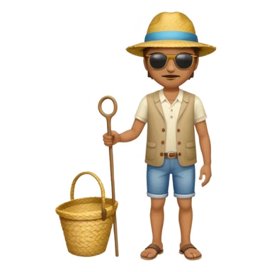 full body man with strow hat sticker