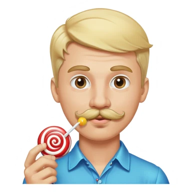 Gay blonde man with mustache sucking on a lollipop sticker