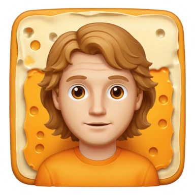 white guy with light brown wavy hair cheddar cheese sticker