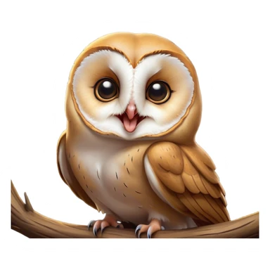Cinematic Cute Yawning Barn Owl Portrait Emoji, Head tilted slightly with a dramatic, wide-open yawn, showcasing a soft, mottled plumage with subtle brown accents and gently drooping feathers, round amber eyes barely open in drowsy contentment, Simplified yet irresistibly adorable features, highly detailed, glowing with a soft, cozy glow, high shine, relaxed yet expressive, stylized with a touch of nocturnal whimsy, bright and endearing, soft glowing outline, capturing the essence of a sleepy yet affectionate owl, so drowsy it feels like it could glide out of the screen and curl up for a nap! sticker