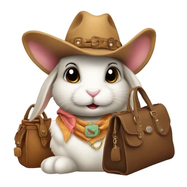  A bunny rabbit with a cowgirl hat on with a handbag sticker