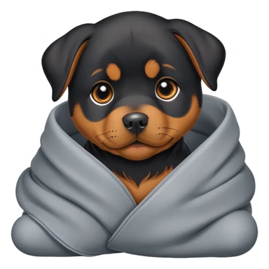 Rottweiler puppy wrapped in blanket sticker