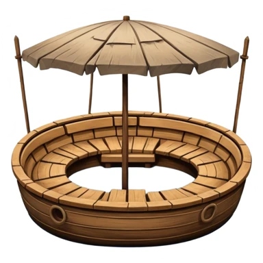 round boat with several seats around the perimeter sticker