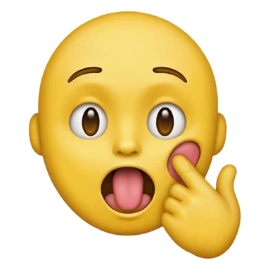 yellow face emoji with one hand grabbing its own throat, distressed expression, tongue out sticker