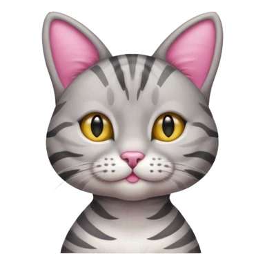 grey tabby cat: pink ears  sticker
