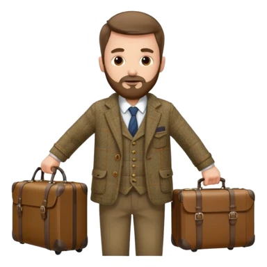 SCOTTISH MAN WITH STUBBLE BEARD TRAVELLING WITH SUITCASE AND BAGS sticker
