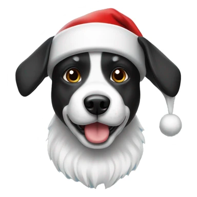 black and white dog wearing a santa hat sticker