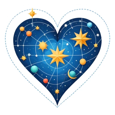 Celestial folded map with constellation heart patterns connecting like stars, cosmic exploration of love and attraction sticker