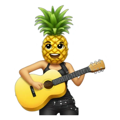 a female punk pineapple playing guitar sticker