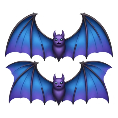 Dark fantasy bat wings, symmetrical, sharp edges, deep black with subtle blue-purple highlights, realistic, high detail, isolated on black background sticker