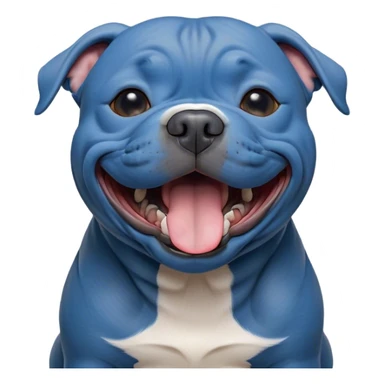 Cinematic Cute Yawning Blue Staffordshire Bull Terrier Portrait Emoji, Head tilted slightly with a dramatic, wide-open yawn, showcasing a smooth blue Fur with a refined texture, floppy ears slightly drooping, round dark eyes barely open in drowsy contentment, Simplified yet irresistibly adorable features, highly detailed, glowing with a soft, cozy glow, high shine, relaxed yet expressive, stylized with a touch of whimsy, bright and endearing, soft glowing outline, capturing the essence of a sleepy yet affectionate guardian, so drowsy it feels like it could stretch right out of the screen and curl up for a nap! sticker