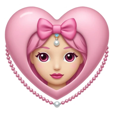 corazón coquette, decorado con perlas y lazo rosa, muy femenino sticker