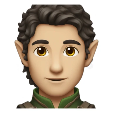 dark choppy hair introvert elf ranger attractive male sticker