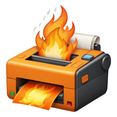 una impresora escupiendo fuego sticker