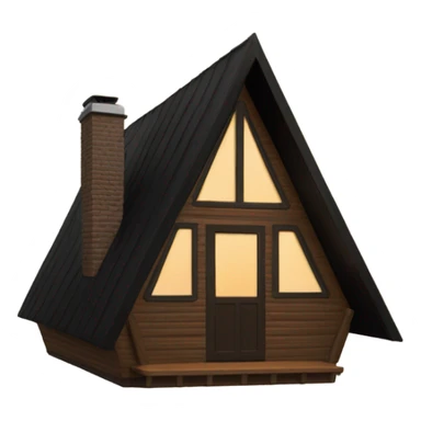 Brown A-Frame Cabin with black roof and glowing windows sticker