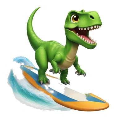 Dinosaur riding a surfboard sticker