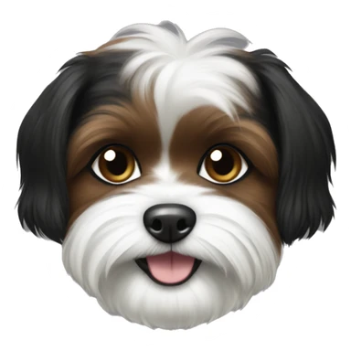 Black brown and white shorkie dog smiling with half black and half white face sticker