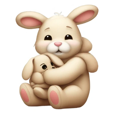 Bunny hugging teddy bear sticker