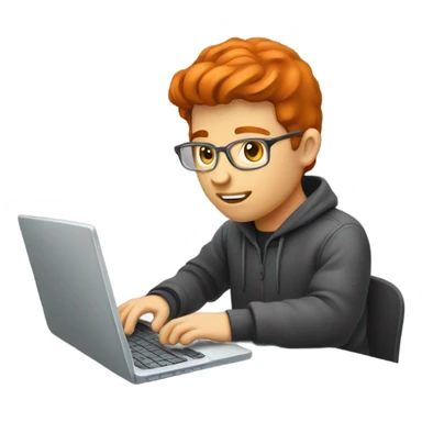 red hair programmer with laptop sticker