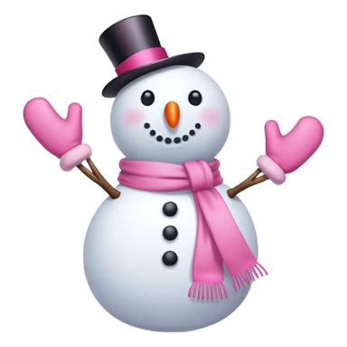 Pink Bow on white snowman with pink accessories sticker