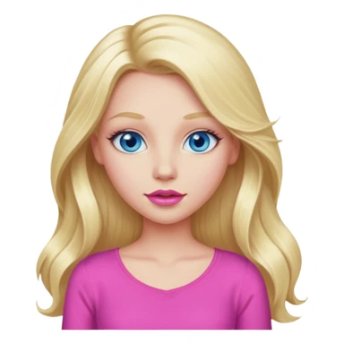 blonde girl blue eyes big pink lips bimbo pink top diva long hair  sticker