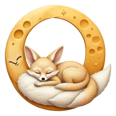 fennec sleeping on a moon sickle  sticker