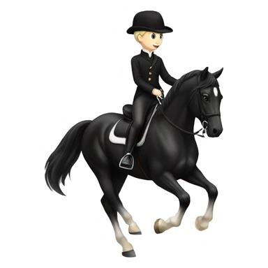 Boy riding black dressage horse sticker