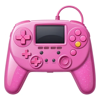 glittery pink 90s retro game console with pink corded controller sticker