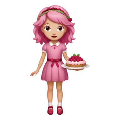 Raspberry torte human full body and legs girl with a raspberry barrette on her hair sticker