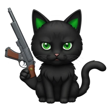 Upset cat with a gun sticker