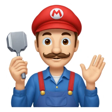 Mario, red hat, blue overalls, mustache, cheerful, classic video game character sticker