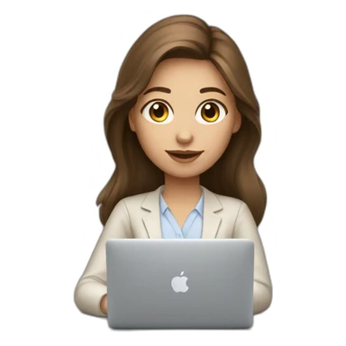 Beautiful programmer girl with brown hair working with MacBook sticker