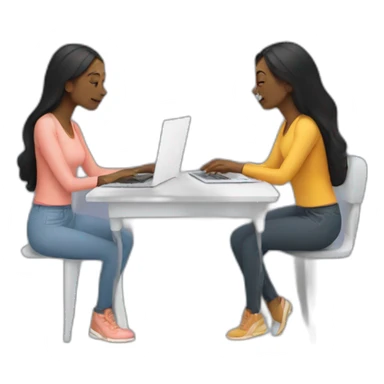 2 women designers with laptop sticker