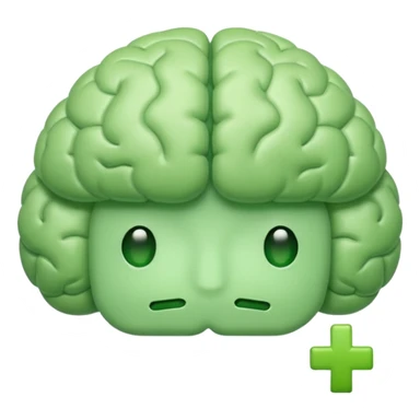 green brain with green plus on it sticker