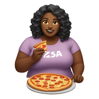 Fat black lady sitting eating pizza sticker